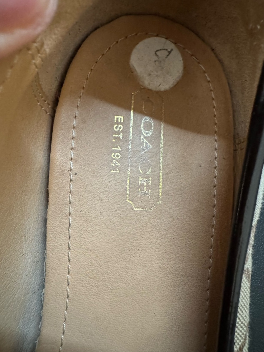 Coach Brown Signature Canvas Flats with Gold Buckle - Picture 3 of 6